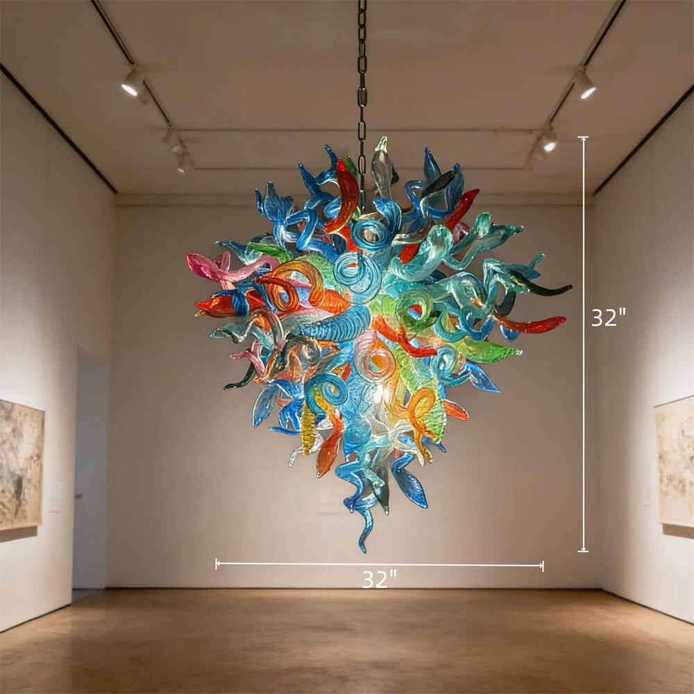 DIY colorful blown glass chandelier artist