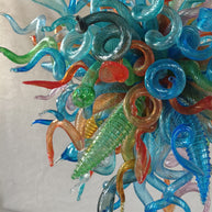 DIY colorful blown glass chandelier artist
