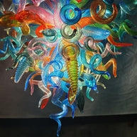 DIY colorful blown glass chandelier artist
