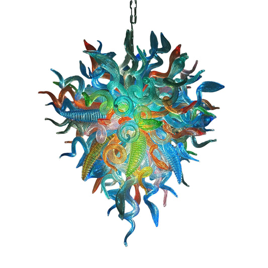 DIY colorful blown glass chandelier artist