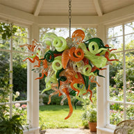 Multicolor blown glass chandelier dining room decoration