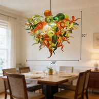 Multicolor blown glass chandelier dining room decoration