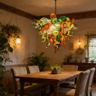 Multicolor blown glass chandelier dining room decoration