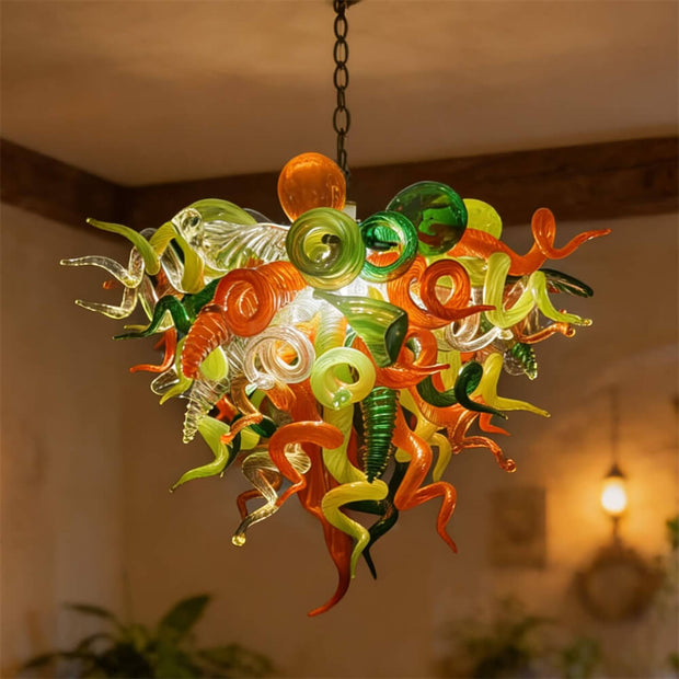 Multicolor blown glass chandelier dining room decoration