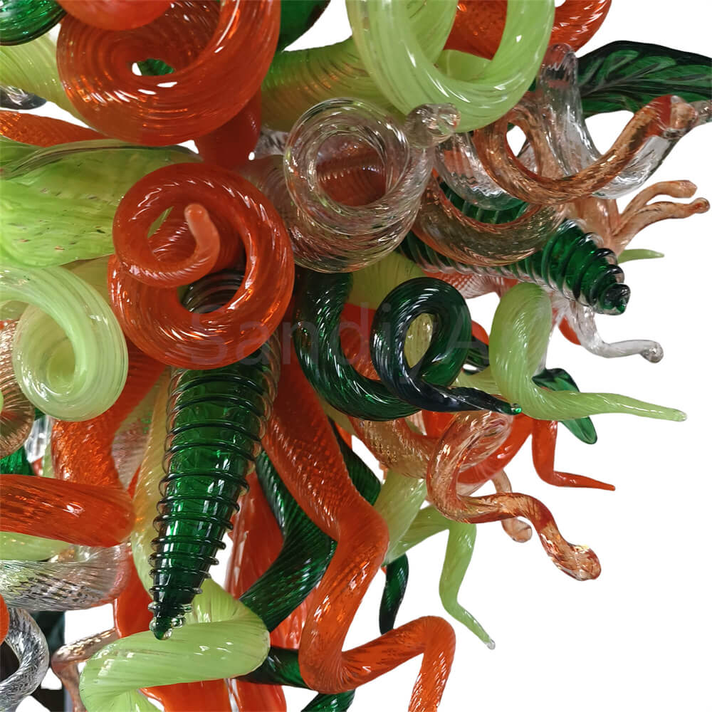 Multicolor blown glass chandelier dining room decoration