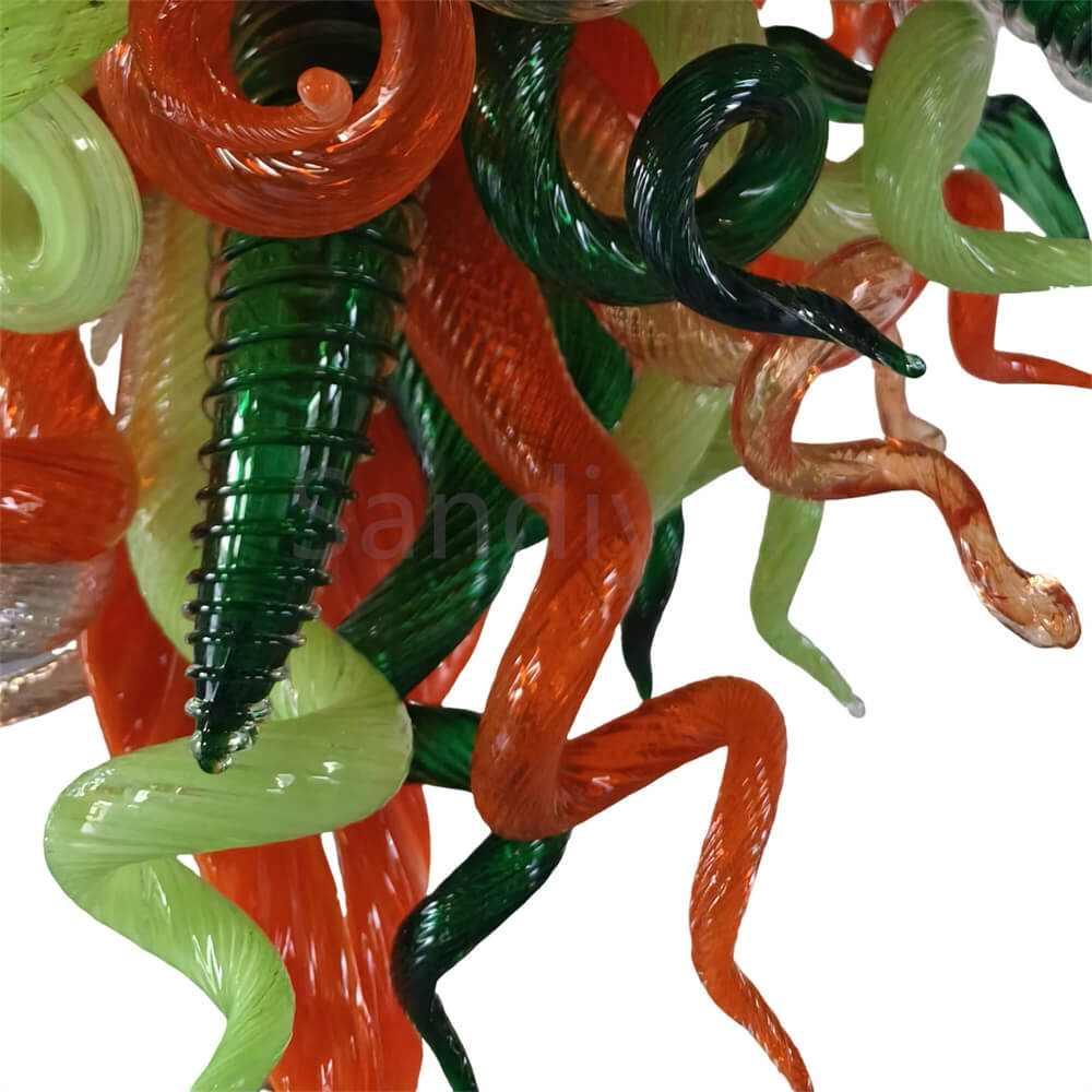 Multicolor blown glass chandelier dining room decoration