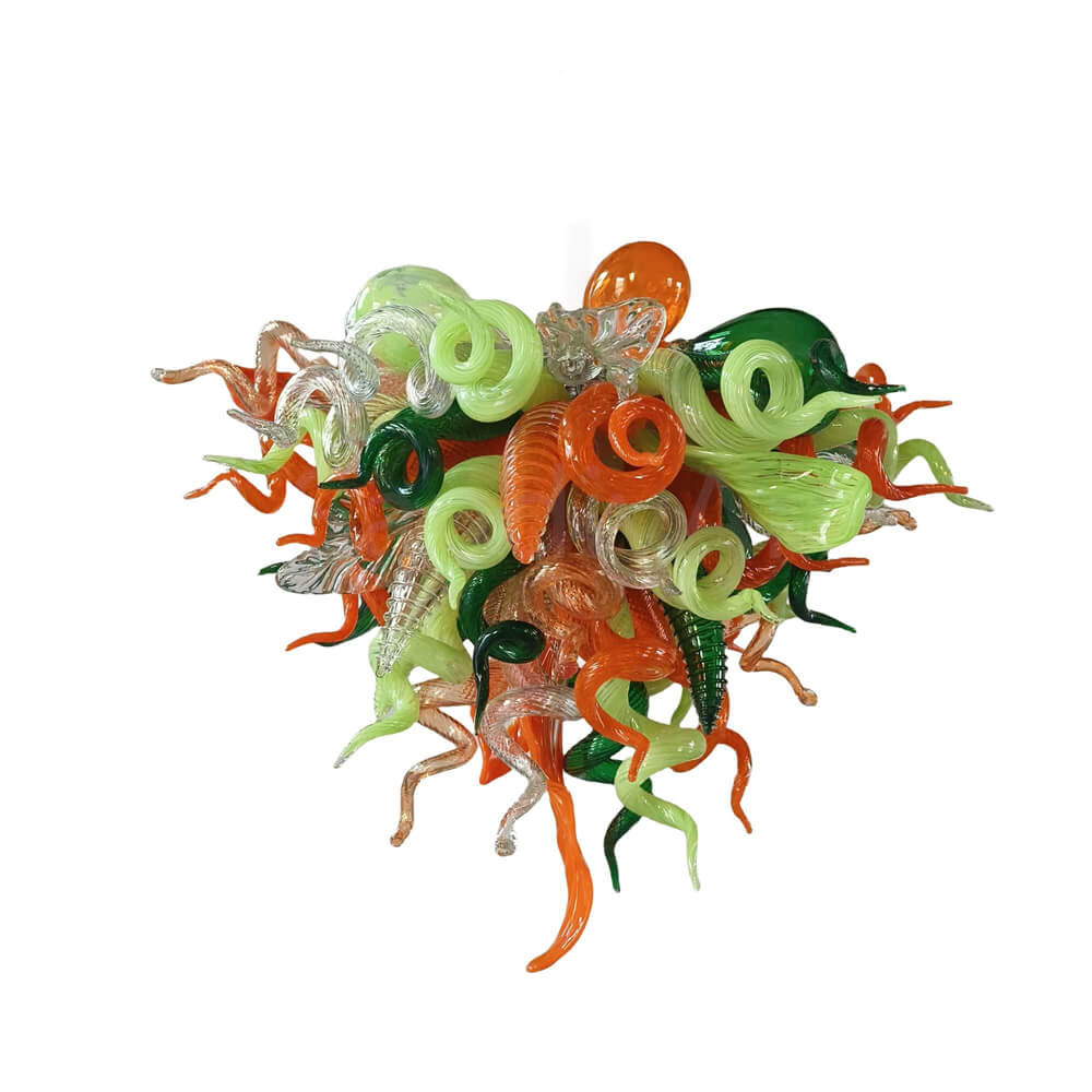 Multicolor blown glass chandelier dining room decoration