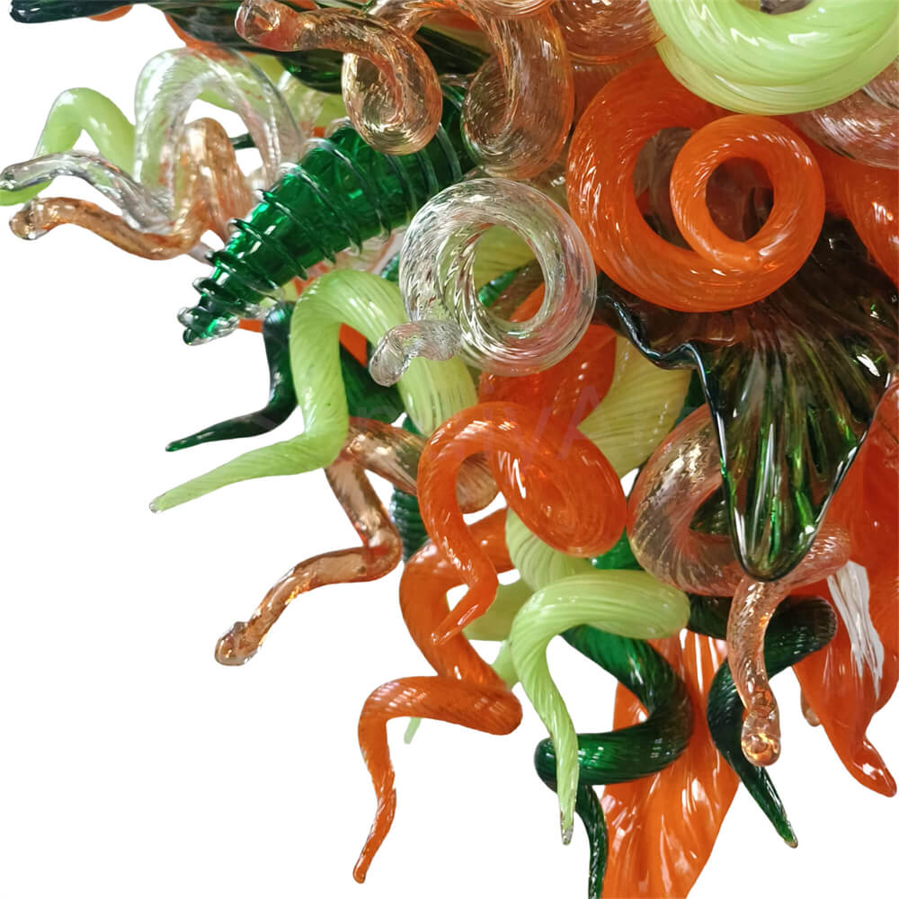 Multicolor blown glass chandelier dining room decoration
