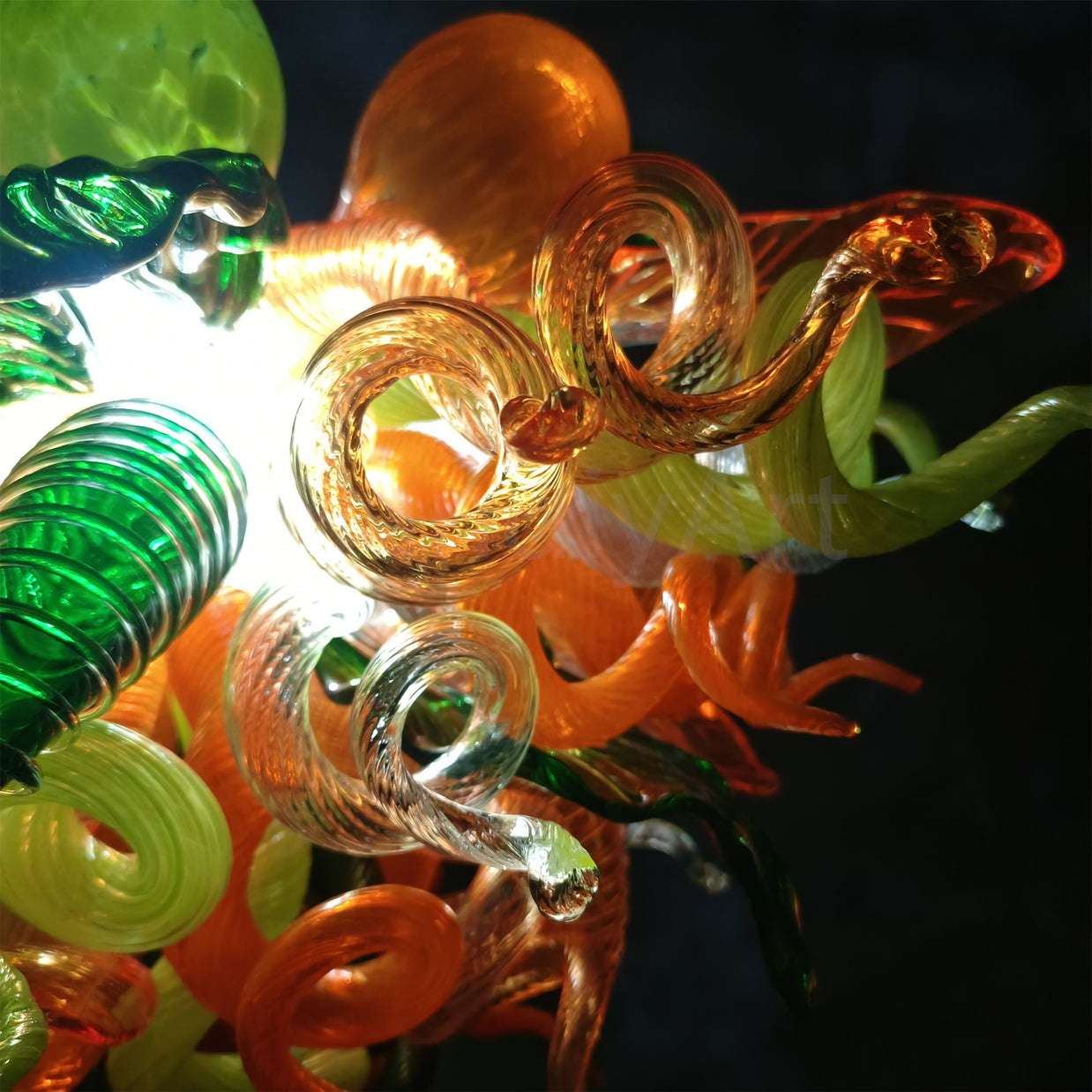 Multicolor blue blown glass chandelier dining room decoration