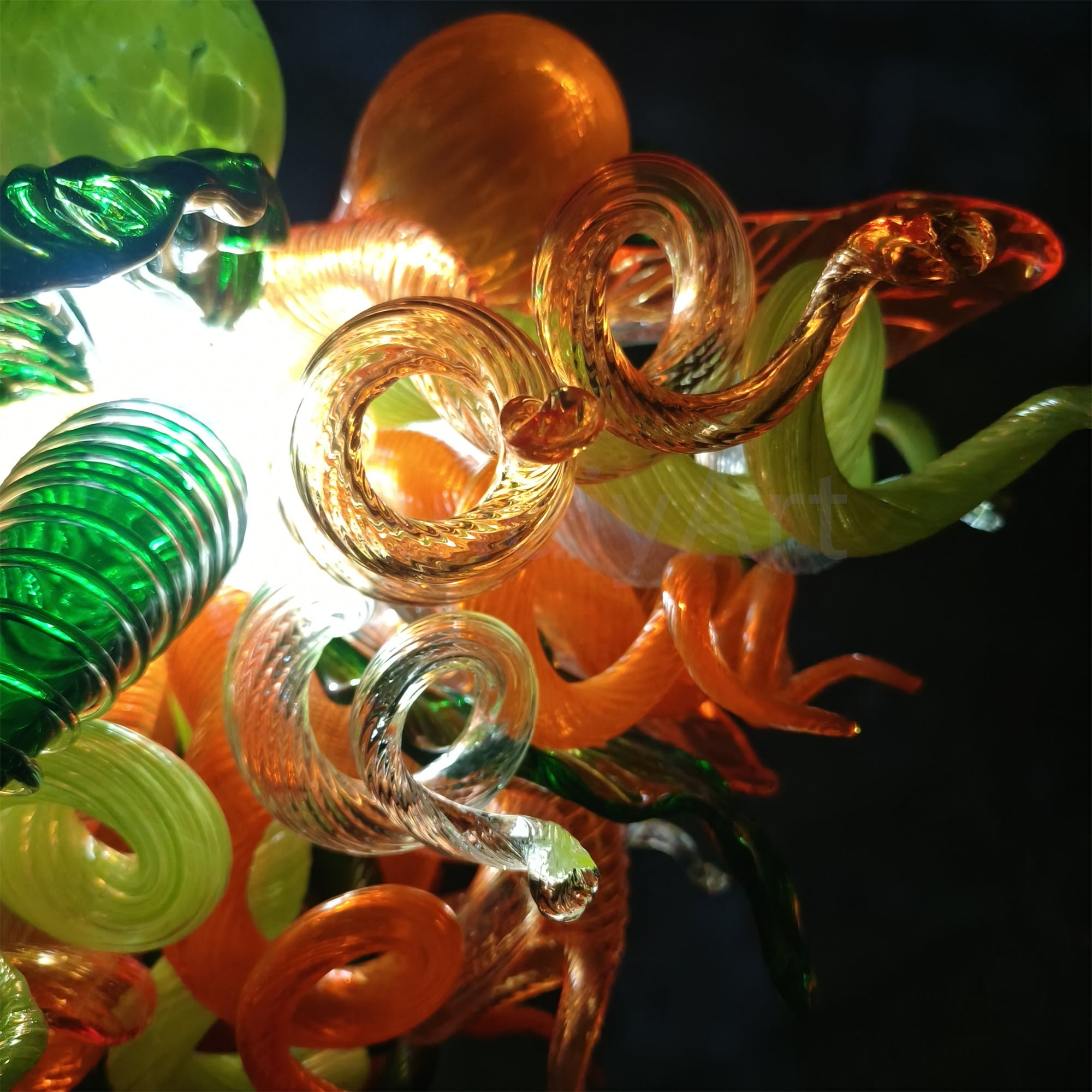 Multicolor blue blown glass chandelier dining room decoration