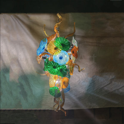 Handmade DIY art blown glass lotus leaf plate chandelier wedding lighting decoration
