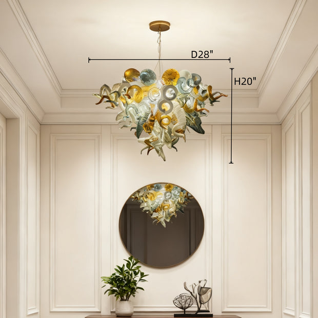 Hand blown art glass chandelier