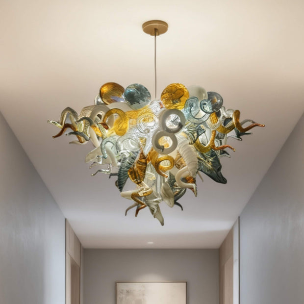 Hand blown art glass chandelier