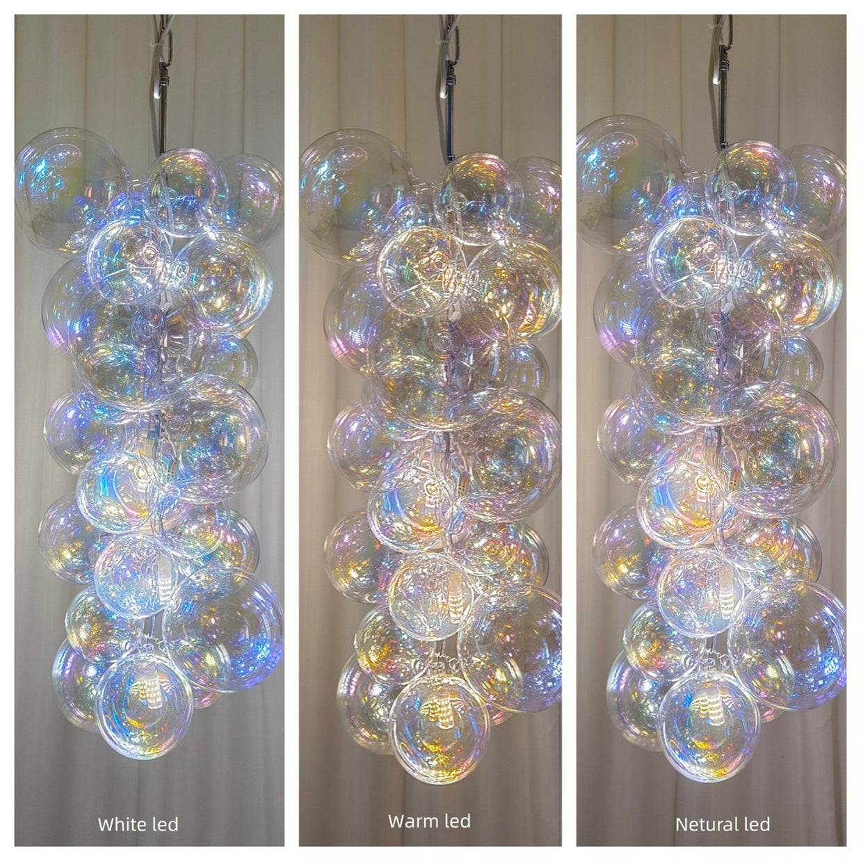 Hand made blown glass globe chandelier colorful clear dining room decoration