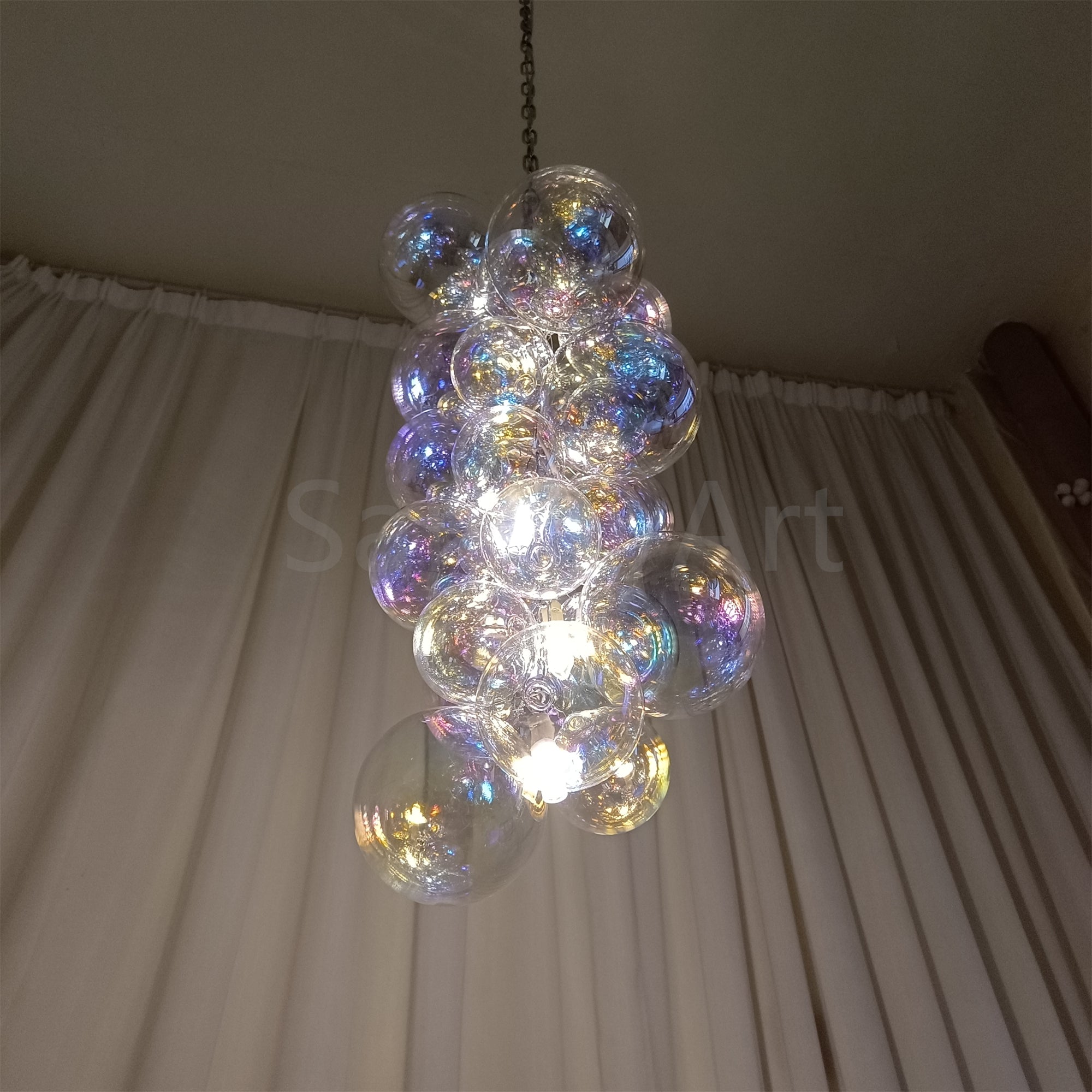 Hand made blown glass globe chandelier colorful clear dining room decoration