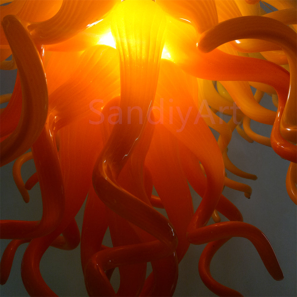 Yellow and white blown glass chandelier warm style suit for dining room decoration