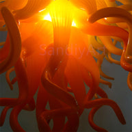 Yellow and white blown glass chandelier warm style suit for dining room decoration