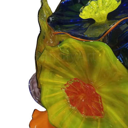 Multicolor hand made art blown glass flower chandelier