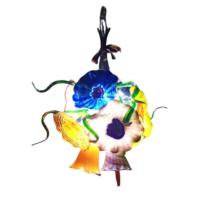 Multicolor hand made art blown glass flower chandelier