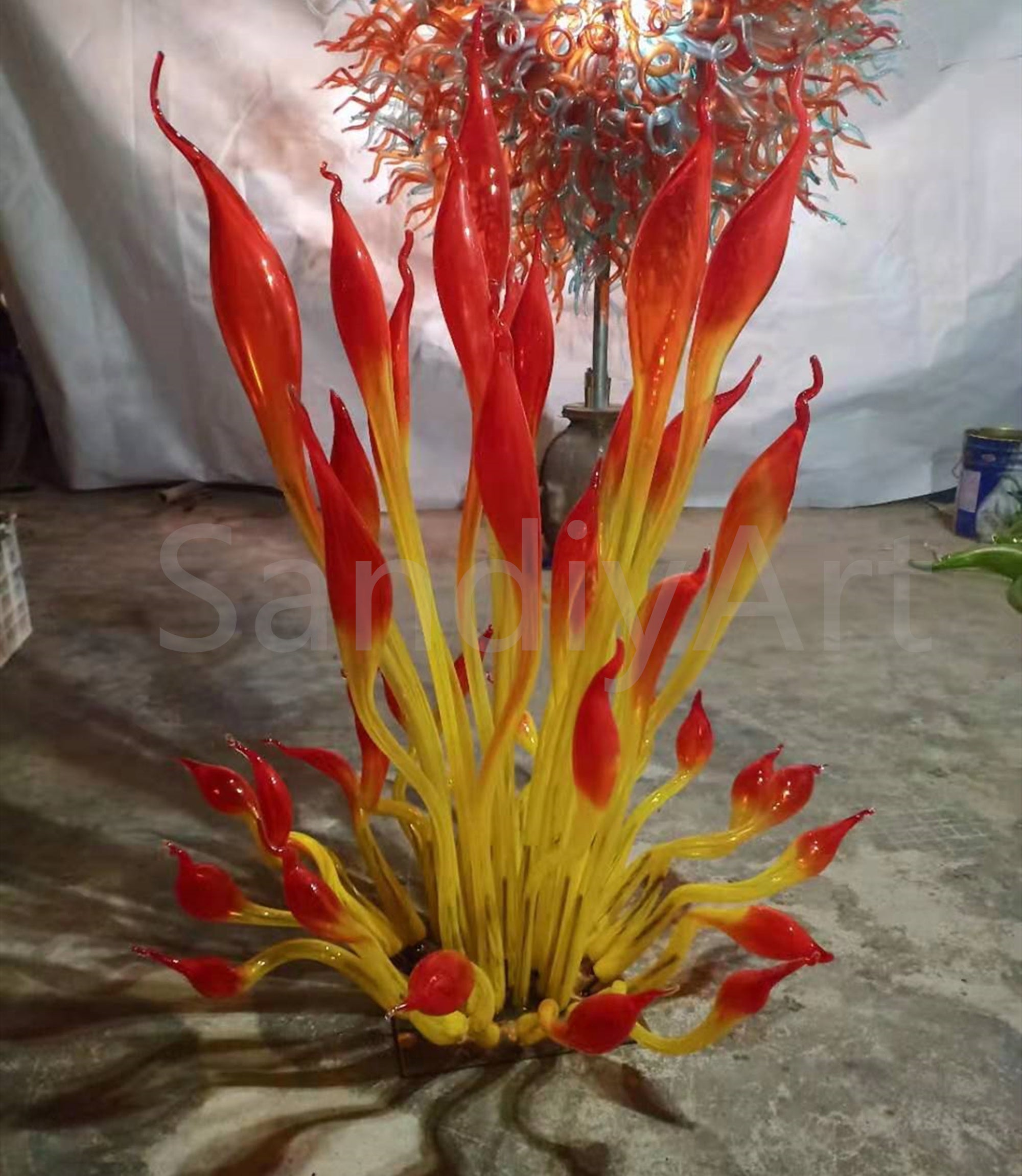 Goose head shape handblown murano glass sculoture for garden indoor decoration chihuly style collection glass