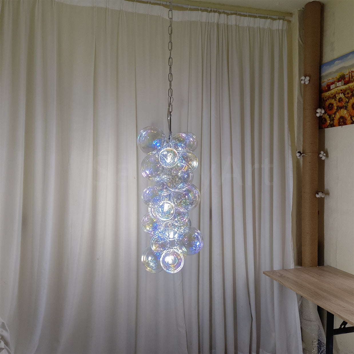 Hand made blown glass globe chandelier colorful clear dining room decoration