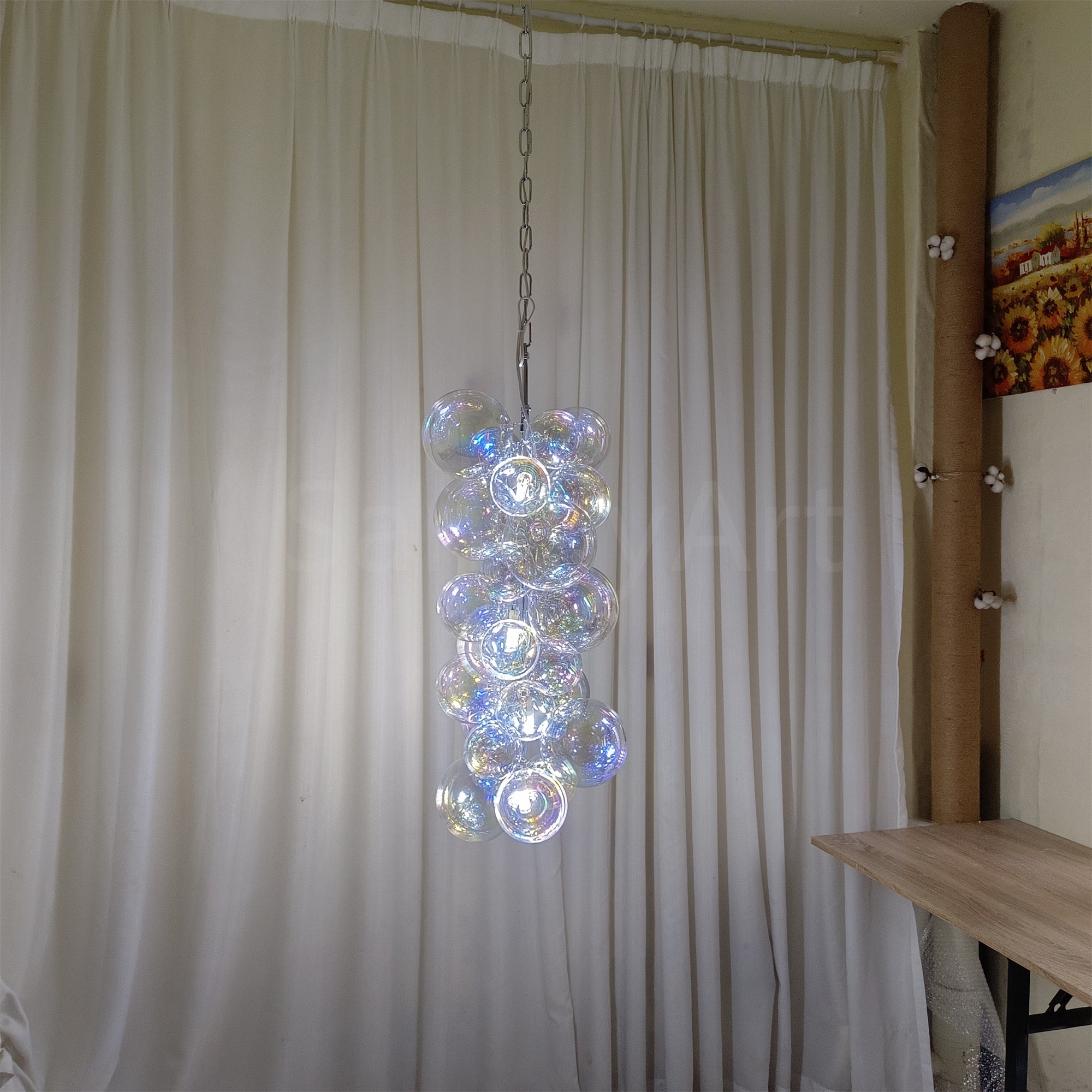 Hand made blown glass globe chandelier colorful clear dining room decoration