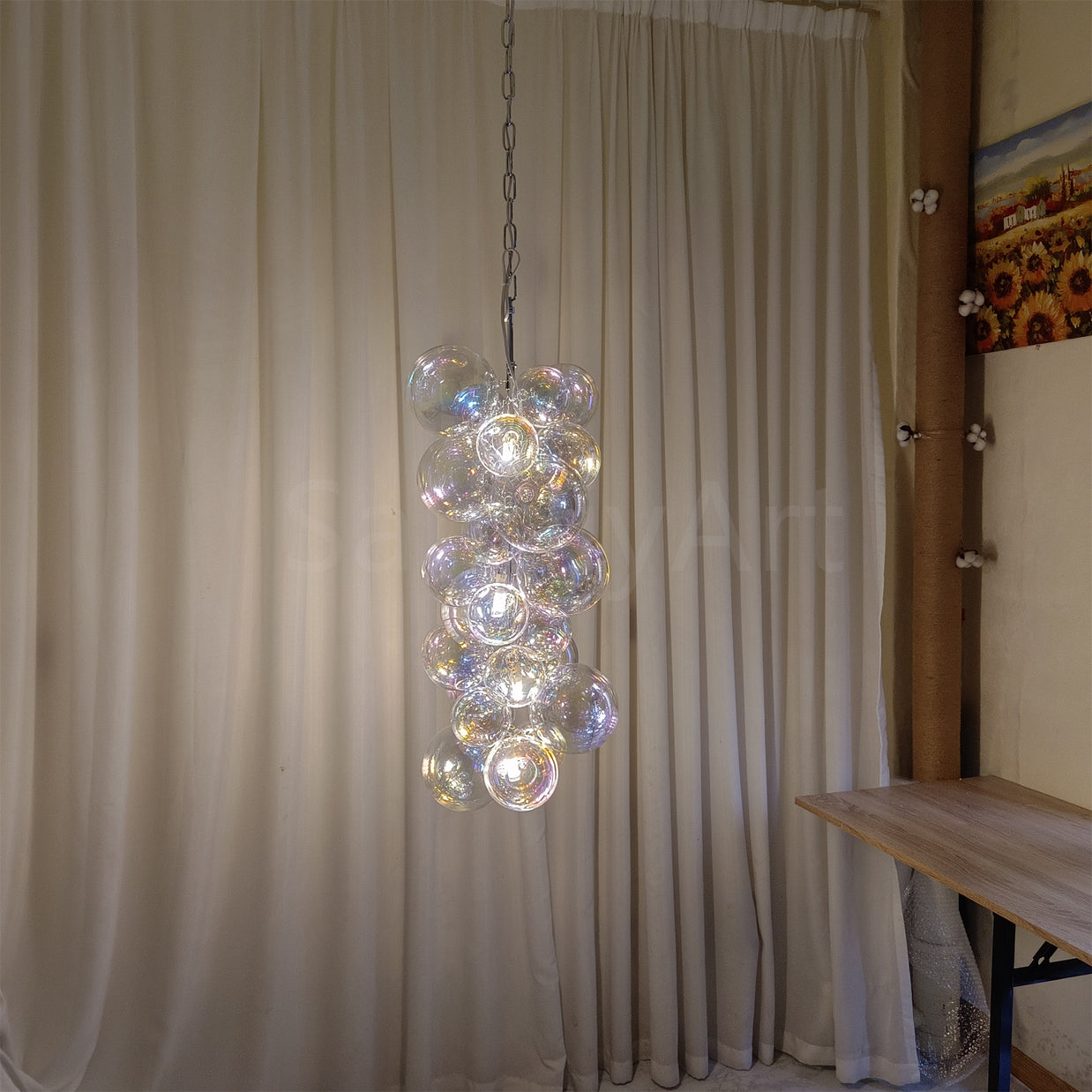 Hand made blown glass globe chandelier colorful clear dining room decoration