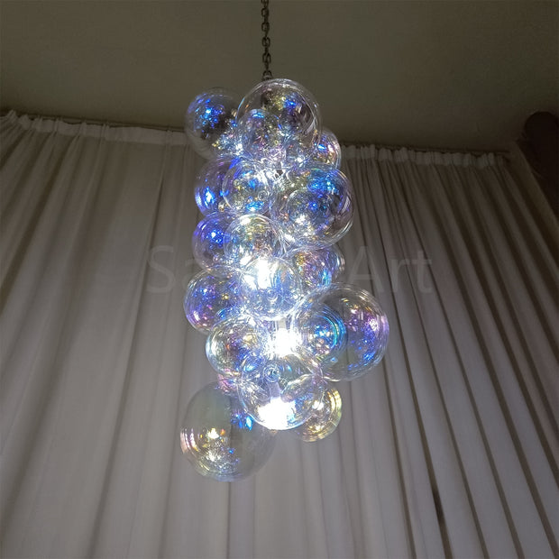 Hand made blown glass globe chandelier colorful clear dining room decoration