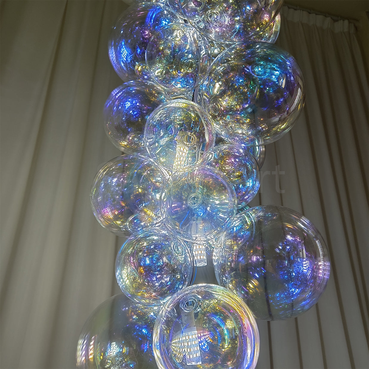 Hand made blown glass globe chandelier colorful clear dining room decoration