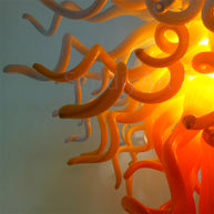 Yellow and white blown glass chandelier warm style suit for dining room decoration
