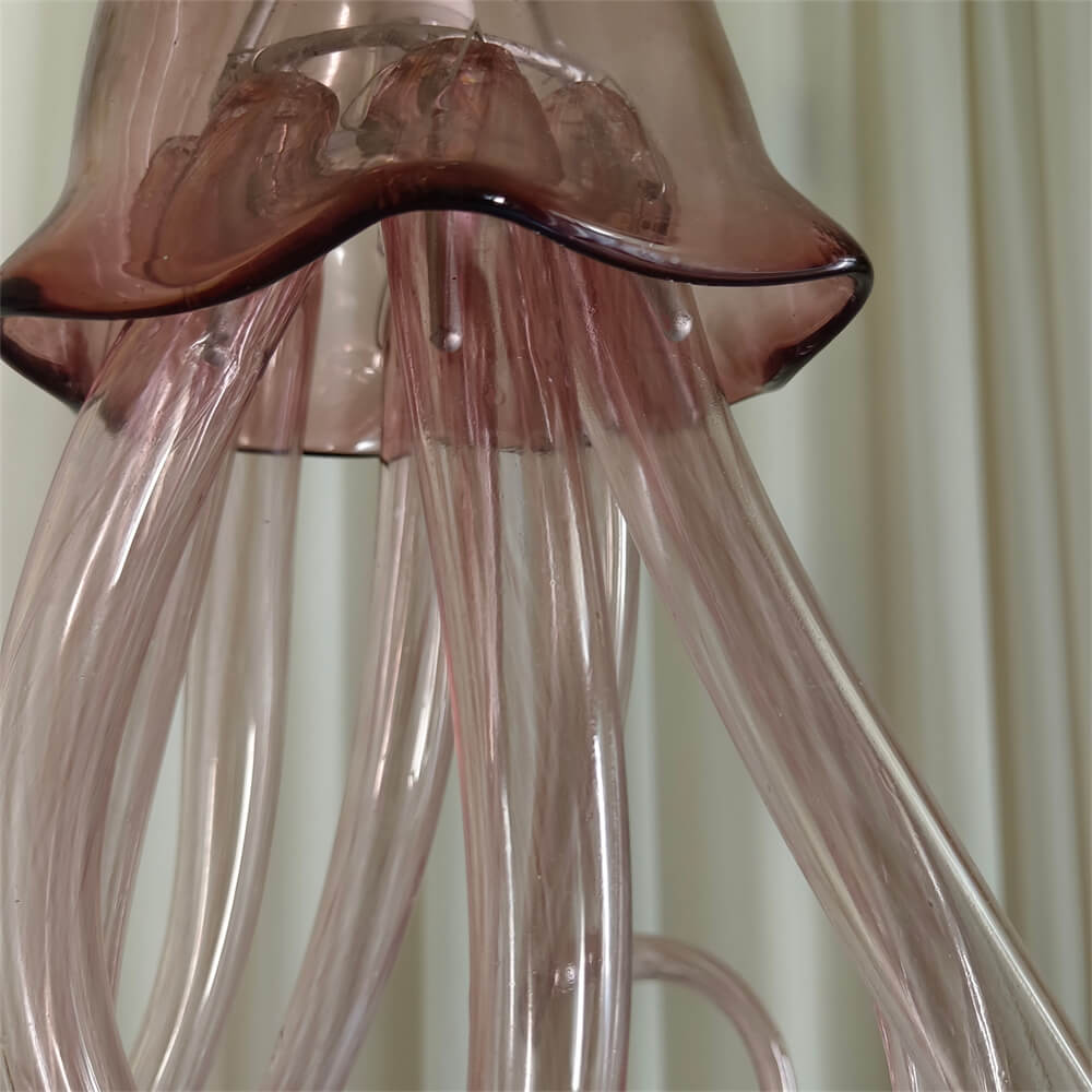 Small pink color hand made blown glass Jellyfish pendant light