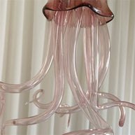 Small pink color hand made blown glass Jellyfish pendant light