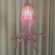 Small pink color hand made blown glass Jellyfish pendant light