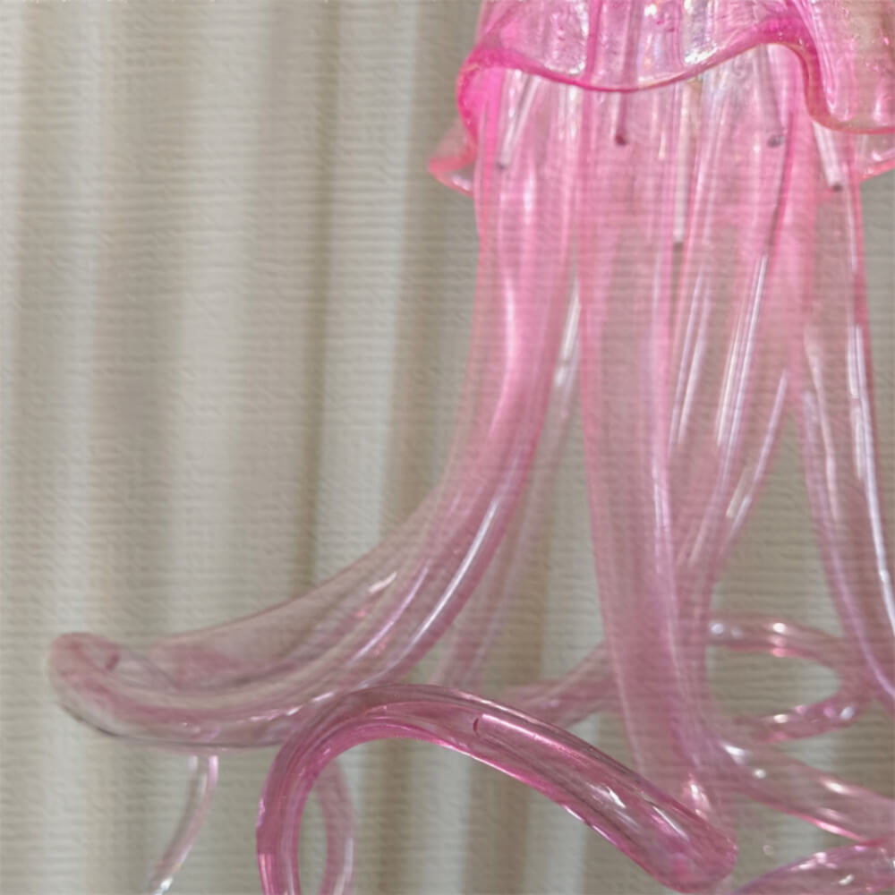 Small pink color hand made blown glass Jellyfish pendant light