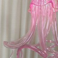 Small pink color hand made blown glass Jellyfish pendant light