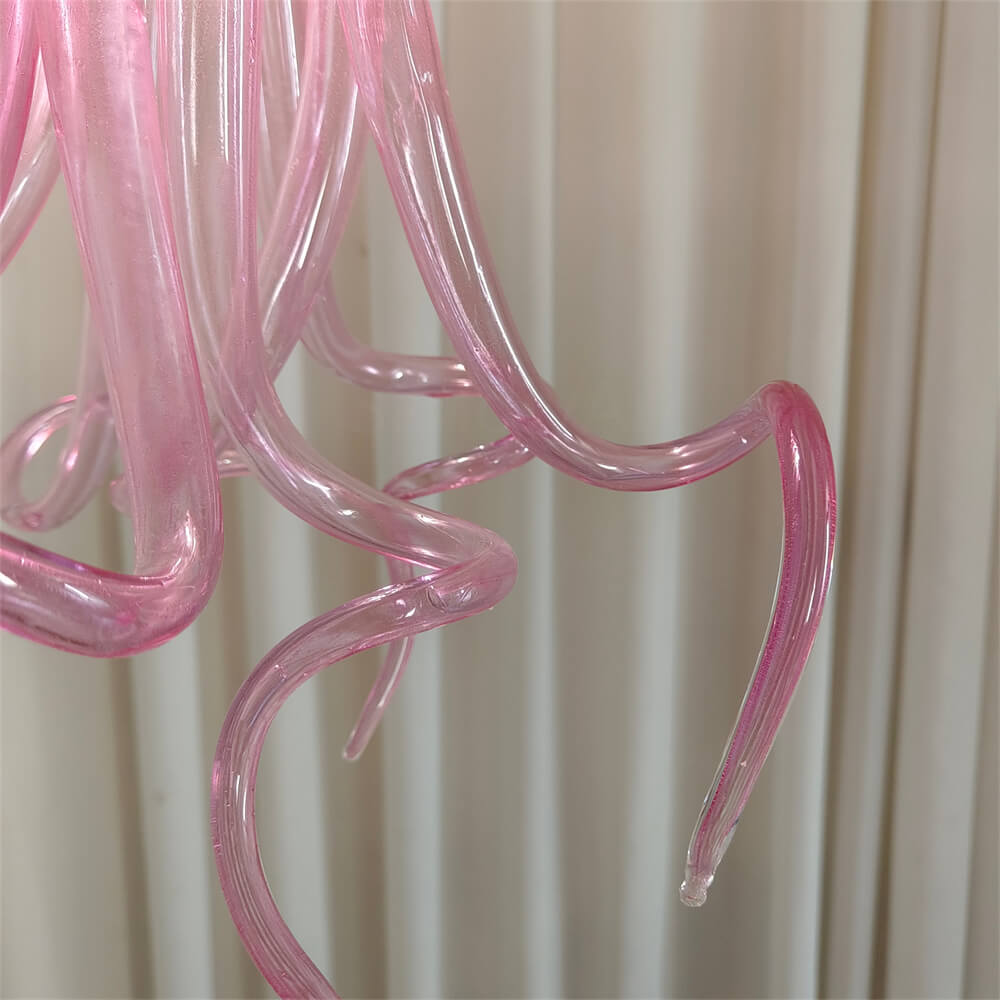 Small pink color hand made blown glass Jellyfish pendant light