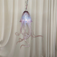 Small pink color hand made blown glass Jellyfish pendant light
