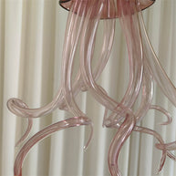 Small pink color hand made blown glass Jellyfish pendant light