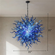 Blue color handmade DIY round shape blown glass chandelier lighting