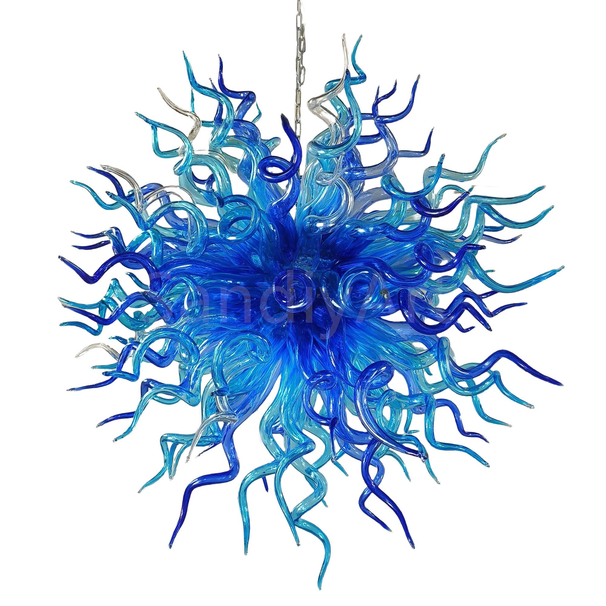 Blue color handmade DIY round shape blown glass chandelier lighting