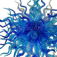 Blue color handmade DIY round shape blown glass chandelier lighting