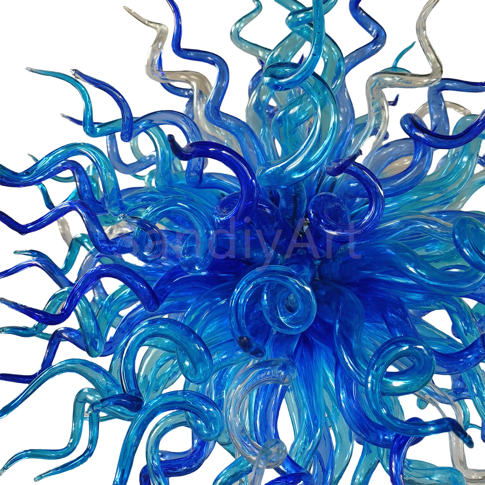 Blue color handmade DIY round shape blown glass chandelier lighting