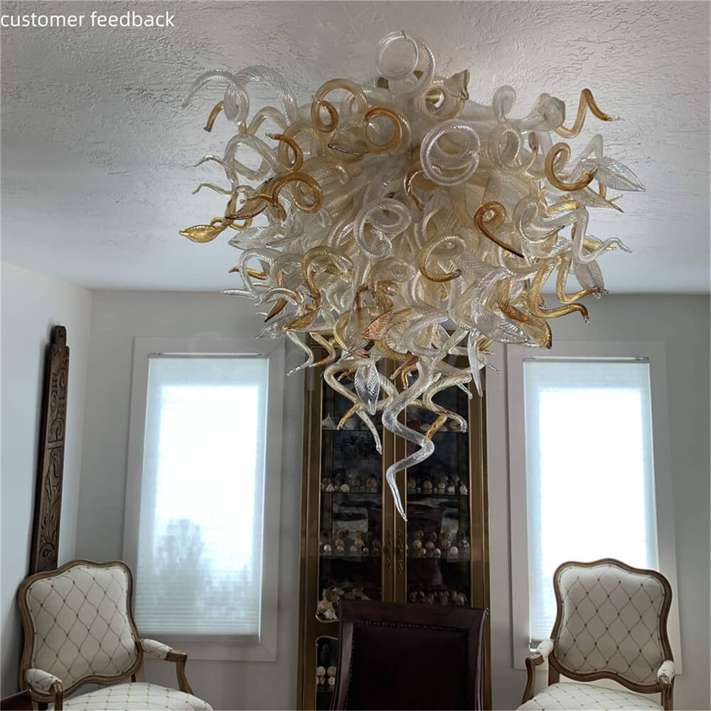 DIY handmade mouth blown glass chandelier modern lighting