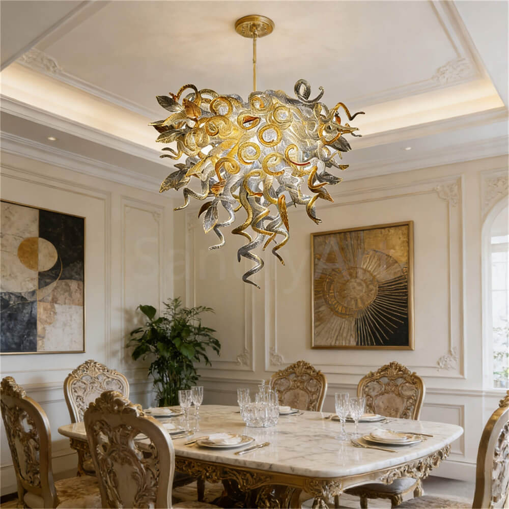 DIY handmade mouth blown glass chandelier modern lighting