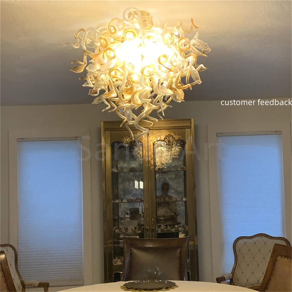 DIY handmade mouth blown glass chandelier modern lighting