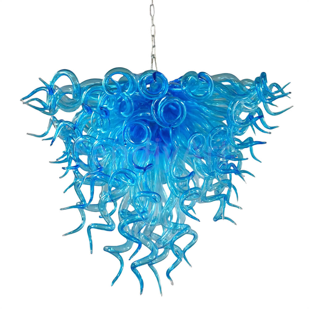 Blue color hand made art Blown Glass Chandelier modern design