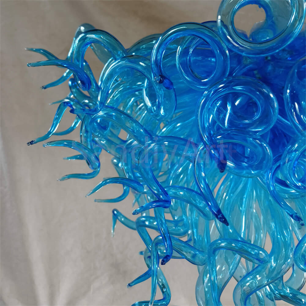 Blue color hand made art Blown Glass Chandelier modern design