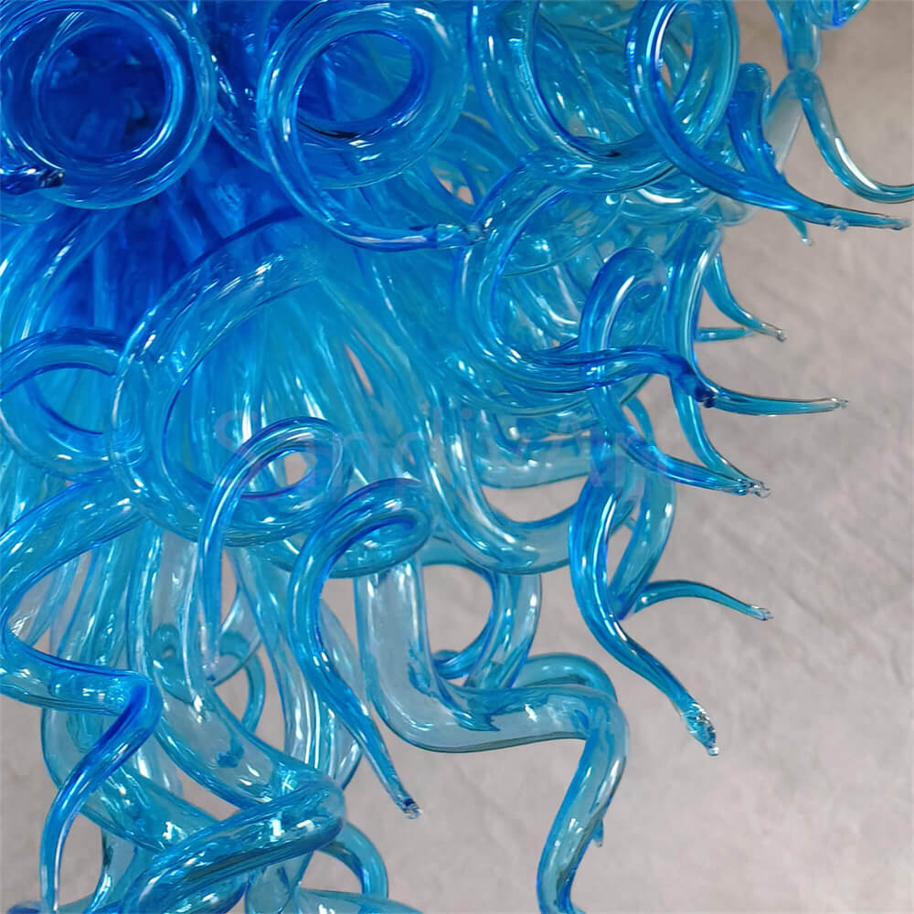 Blue color hand made art Blown Glass Chandelier modern design