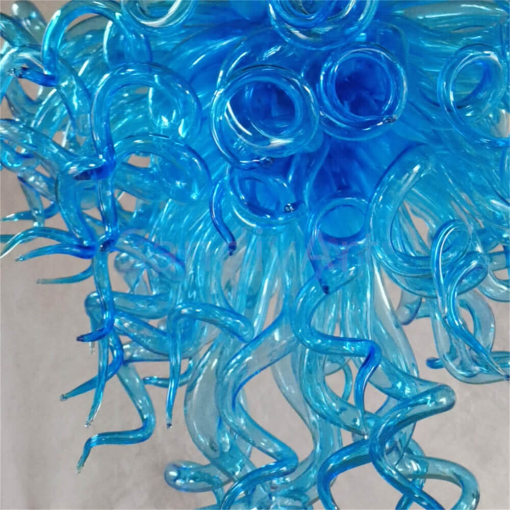 Blue color hand made art Blown Glass Chandelier modern design