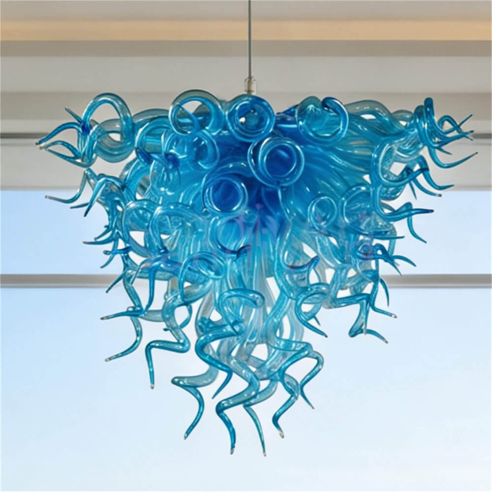 Blue color hand made art Blown Glass Chandelier modern design